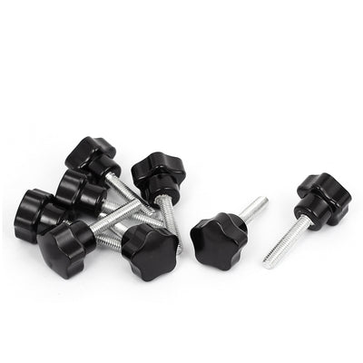 uxcell Uxcell 25mm Plastic Star Head M6x30mm Male Thread Screw on Clamping Knob Grips 10pcs