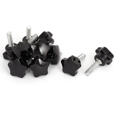 Harfington 32mm Plastic Star Head M8x25mm Male Thread Screw on Clamping Knob Grips 10pcs