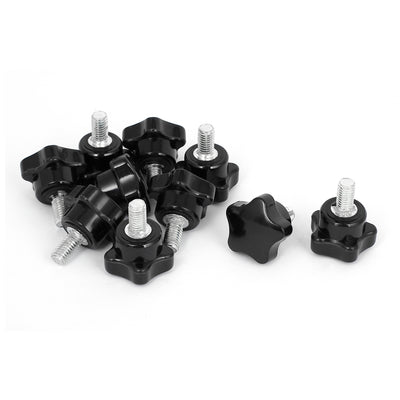 Harfington 32mm Plastic Star Head M8x15mm Male Thread Screw on Clamping Knob Grips 10pcs