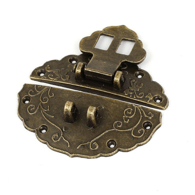 Harfington Antique Style Wooden Case Chest Jewelry Box 55x44mm Clasp Hasp Latch Bronze Tone