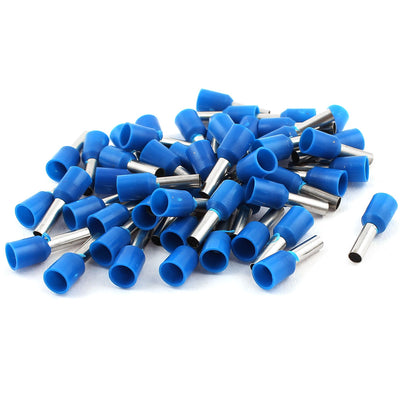 Harfington 50Pcs Blue Wire Copper Crimp Connector Insulated Ferrule Pin Cord End Terminals AWG14