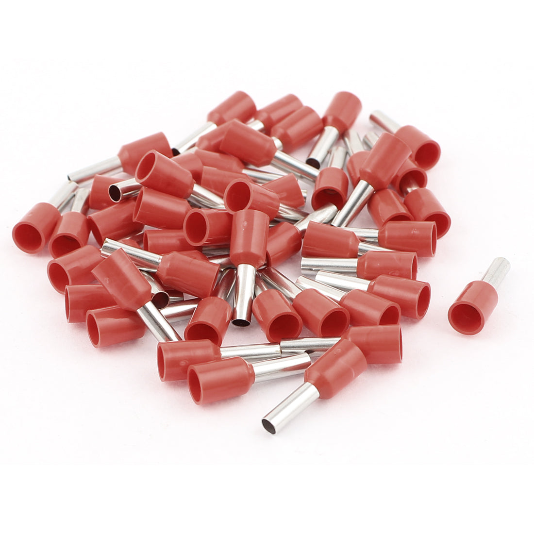 Harfington 50Pcs Red Wire Copper Crimp Connector Insulated Ferrule Pin Cord End Terminals AWG14