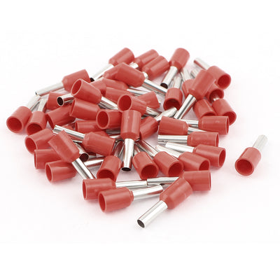Harfington 50Pcs Red Wire Copper Crimp Connector Insulated Ferrule Pin Cord End Terminals AWG14