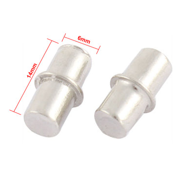 Harfington 6mm×14mm Furniture Cupboard Hardware Metal Shelf Support Pins Silver Tone 50pcs