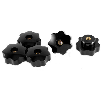 Harfington M6 Female Thread Plastic Head Screw On Clamping Nuts Knob Grip Black 5pcs