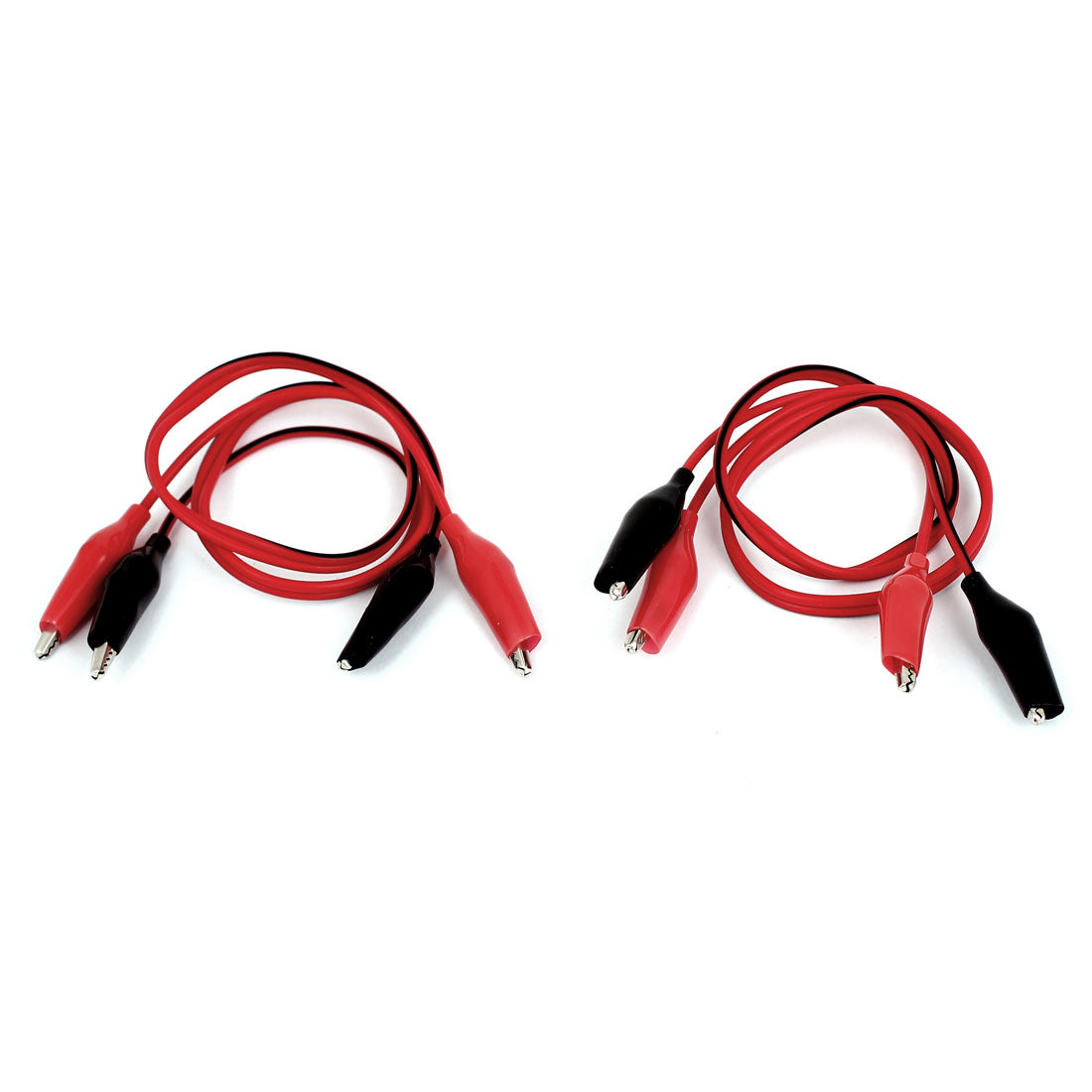 Harfington 2PCS Insulated Alligator Clip Dual Line Jumper Probe Testing Wire Black Red