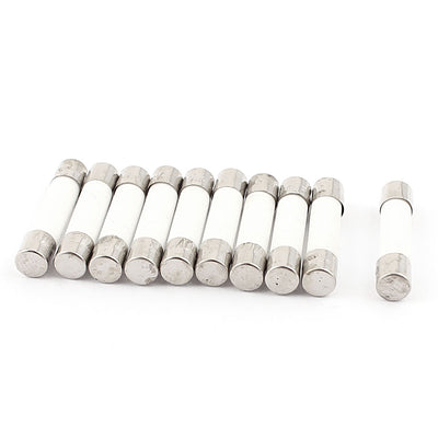 Harfington 10pcs 5×25mm Fusible Core Cylinder Cap Ceramic Tube Fuse Links 250V 7A