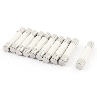 Harfington 10pcs 5×25mm Fusible Core Cylinder Cap Ceramic Tube Fuse Links 250V 10A