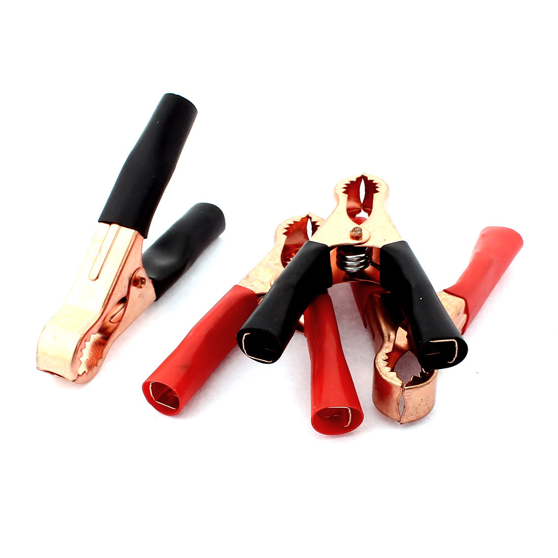 Harfington 2 Pairs Copper Plated Insulated Car Battery Clips Alligator Clamps 50A Red Black