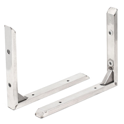 Harfington 25cmx20cm Stainless Steel L Shape Wall Shelf Support Right Angle Brackets 2pcs