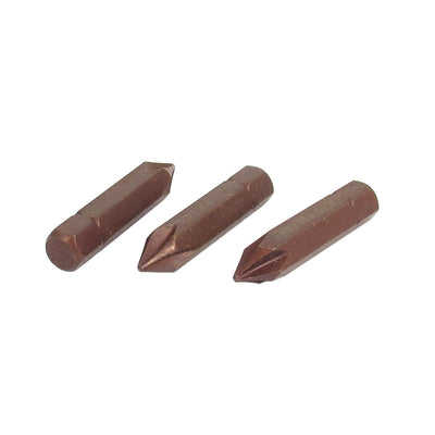 Harfington 3pcs 40mm Long PH1 8mm Tip Hex Shank Magnetic Phillips Screwdriver Bits Brown