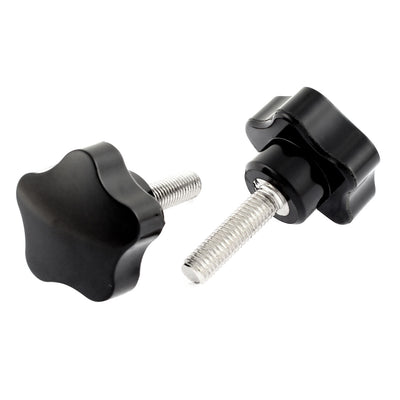 Harfington M8x30mm Male Thread 38mm Plastic Star Head Screw On Type Clamping Knob Grip 2pcs