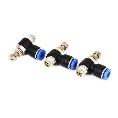 Harfington 3pcs 6mm Push In Fitting Quick Connector 1/8BSP Speed Control Throttle Air Valve