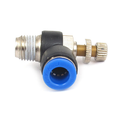 Harfington 8mm×1/4BSP Flow Speed Control Valve Connector Elbow Pneumatic Push in Fitting