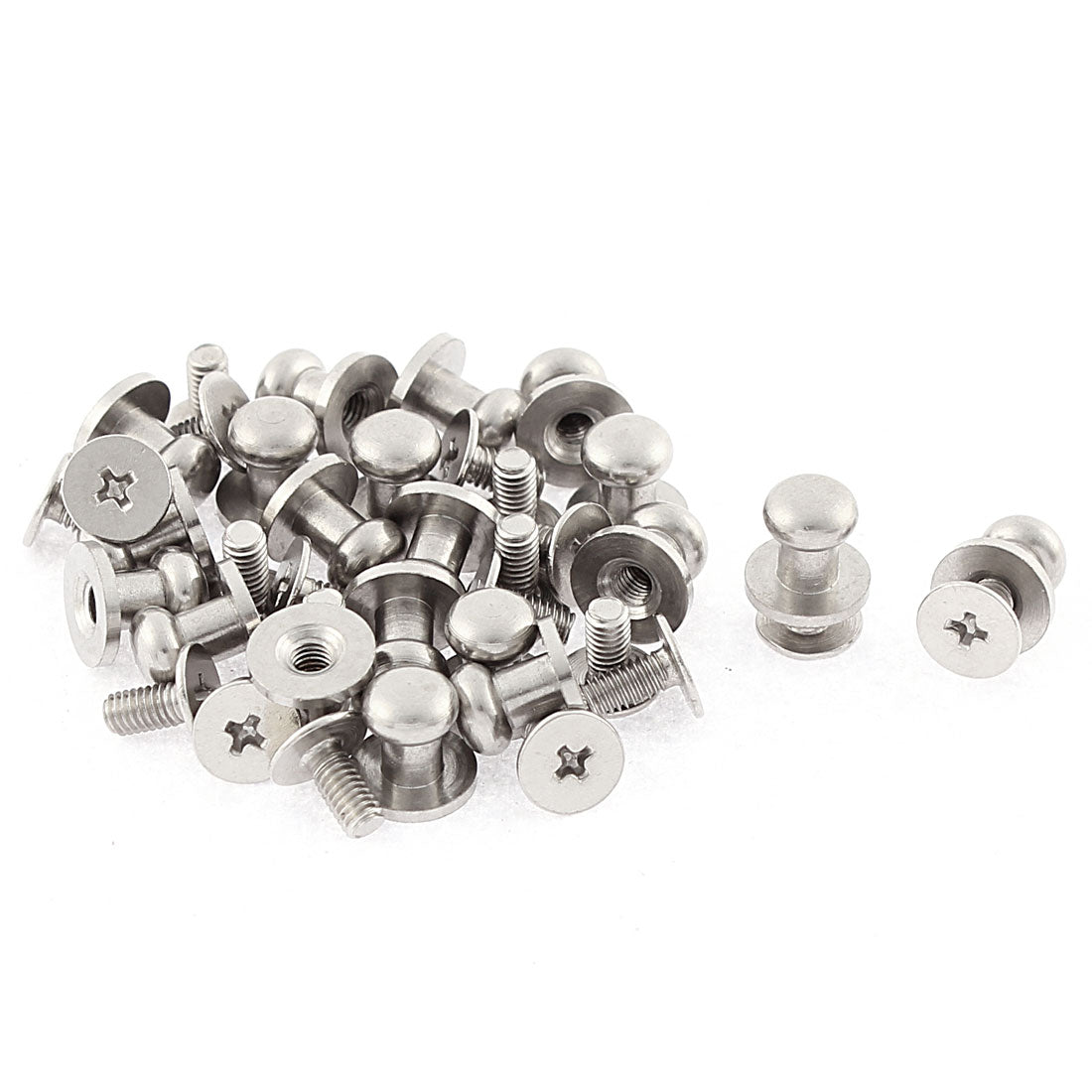 uxcell Uxcell Furniture Drawer 8mm x 8mm Zinc Alloy Round Pull Knob Silver Tone w Screws 20 Pcs