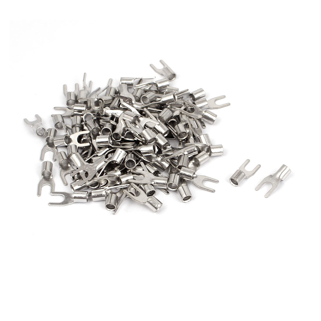 Harfington 100pcs SNB5.5-4 Furcate Type Non-Insulated Cable Terminals Wire Cord Connector for AWG12-10