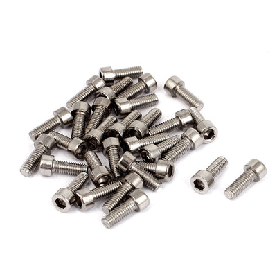 Harfington 30pcs 21mm Long M6x16mm Stainless Steel Socket Cap Screws Hex Head Bolts DIN912