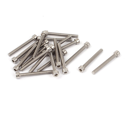 Harfington 20pcs 4mmx35mm 0.7mm Pitch Stainless Steel Bolts Hex Key Socket Cap Head Screws