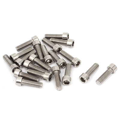 Harfington 20pcs 25mm Long 6mmx20mm Stainless Steel Hex Socket Head Cap Screws 1.0mm Pitch