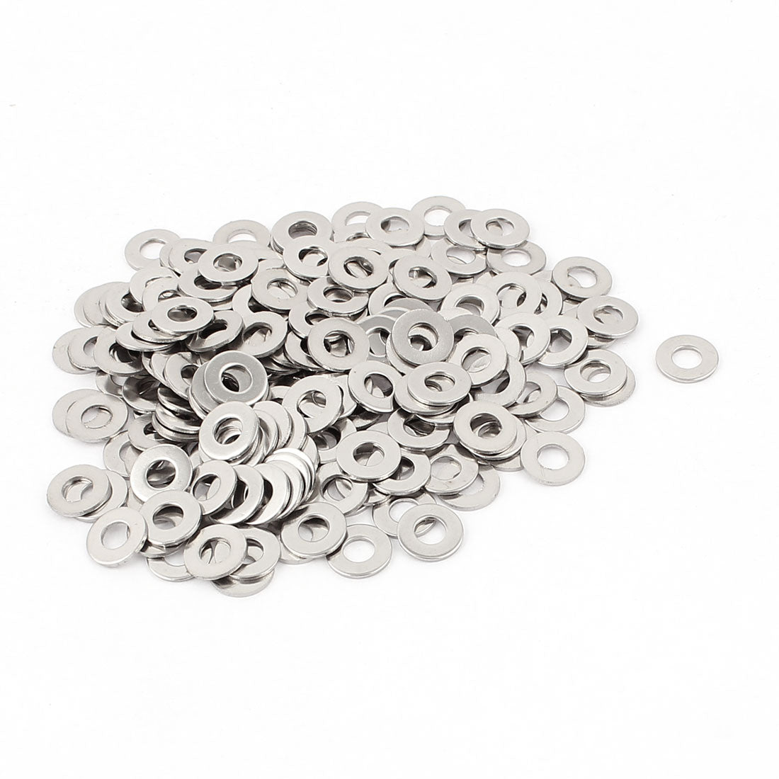 Harfington 200pcs 304 Stainless Steel Plain Finish M4 Flat Washer Spacers Silver Tone