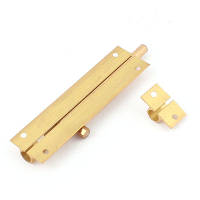 Harfington 4" Long Brass Door Security Latch Sliding Lock Barrel Bolt Gold Tone