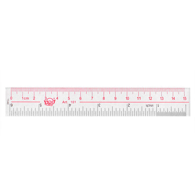 Harfington Plastic 15cm 6 Inch Range Straight Ruler Measuring Tool Clear
