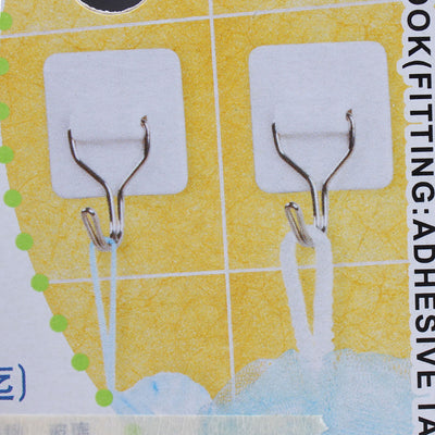 Harfington Uxcell Family Wall Door Self Adhesive Sticky Hook Clothes Hanger Holder 1.5Kg Load White 2pcs