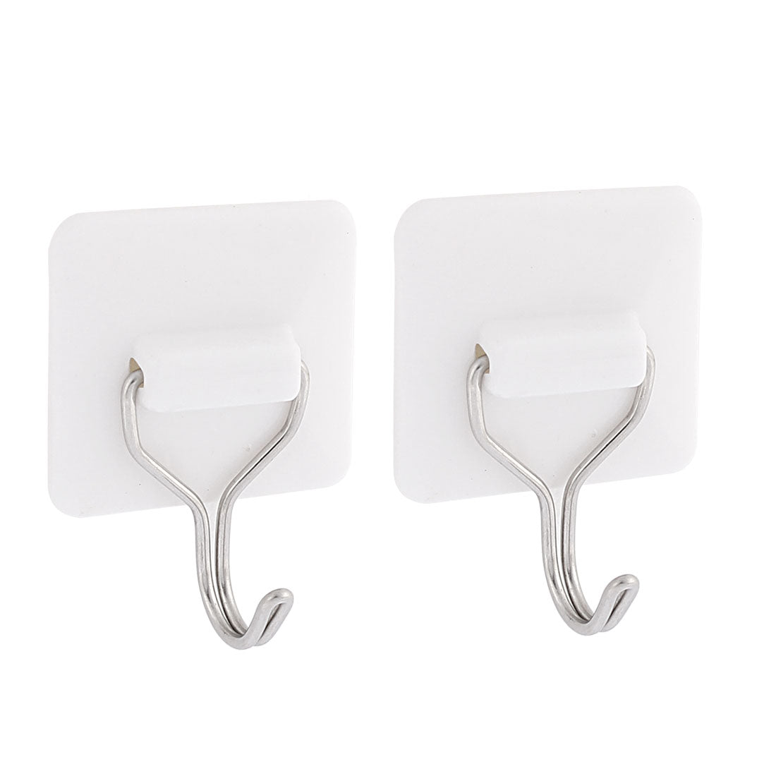 uxcell Uxcell Family Wall Door Self Adhesive Sticky Hook Clothes Hanger Holder 1.5Kg Load White 2pcs