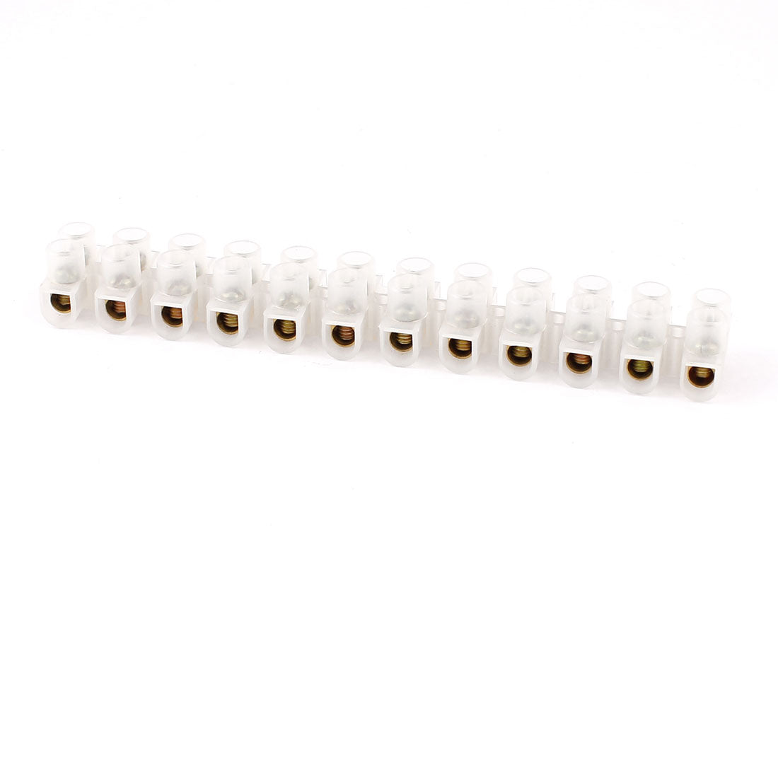 Harfington 12P Double Row Covered Barrier Screw Terminal Block Strip White