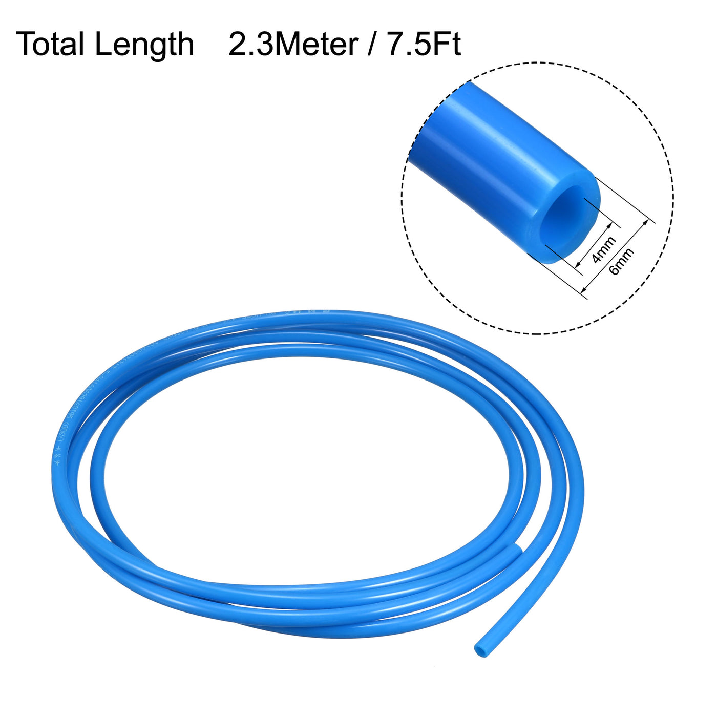 Harfington Polyurethane PU Pneumatic Air Tubing Pipe Hose 6mm×4mm×2.Blue