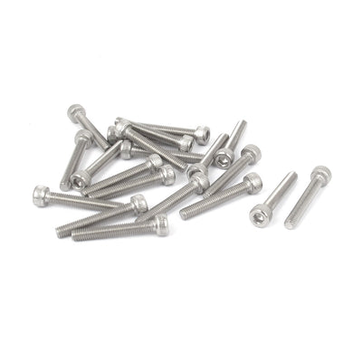 Harfington M3x20mm Thread 304 Stainless Steel Hex Key Bolt Socket Head Cap Screws 20pcs