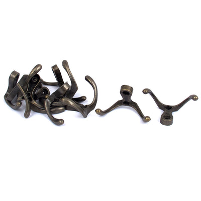 Harfington Uxcell 53mmx30mm Wardrobe Bedroom Clothes Coat Hat Double Hooks Hanger Brasa Tone 10pcs