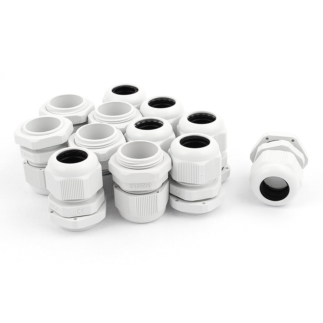 Harfington Plastic White Waterproof Cable Glands M25×1.5 12pcs