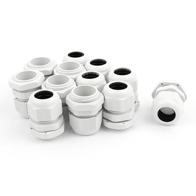 Harfington Plastic White Waterproof Cable Glands M25×1.5 12pcs