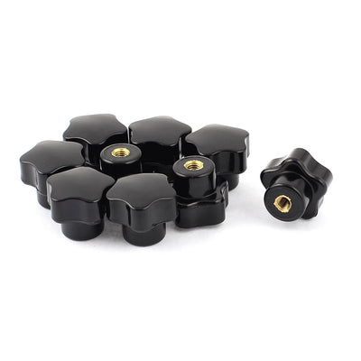 Harfington Five Star Head 4mm Female Thread Through Hole Knob Black 9pcs