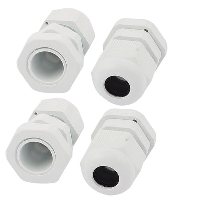 Harfington 4pcs PG9 4-8mm Adjustable Waterproof Fixing Connector Cables Gland White