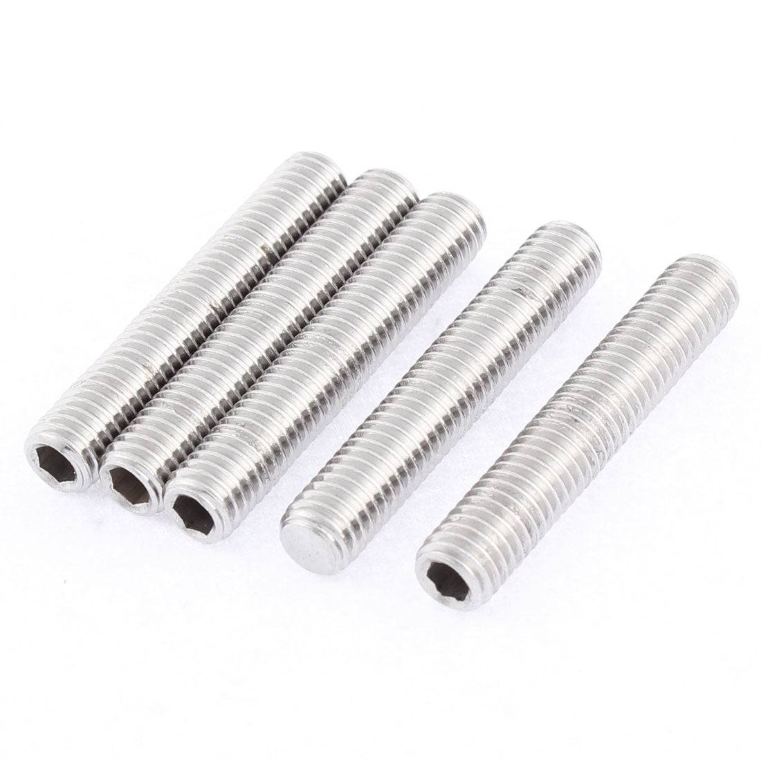 Harfington M8x45mm 1.25mm Pitch Stainless Steel Hex Socket Set Flat Point Grub Screws 5pcs