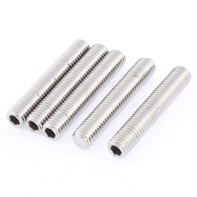Harfington M8x45mm 1.25mm Pitch Stainless Steel Hex Socket Set Flat Point Grub Screws 5pcs