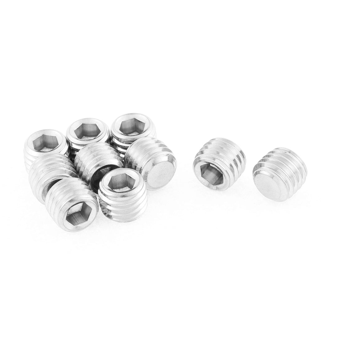 Harfington M12x10mm 1.75mm Pitch Stainless Steel Hex Socket Set Flat Point Grub Screws 10pcs