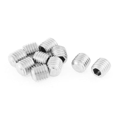 Harfington M12x12mm 1.75mm Pitch Stainless Steel Hex Socket Set Flat Point Grub Screws 10pcs