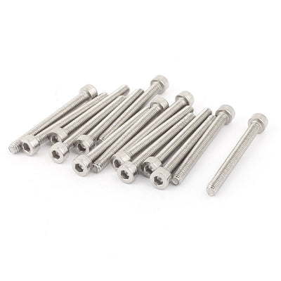Harfington 15pcs M4 x 40mm Thread 43mm Long Silver Tone Metal Machine Hex Socket Head Cap Bolts Screws