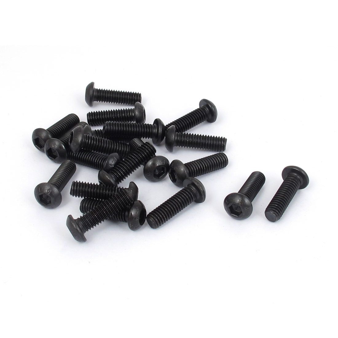 Harfington M6×20mm Alloy Steel Hex Socket Button Head Machine Screws Black 20pcs