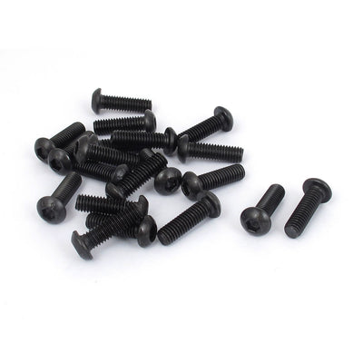 Harfington M6×20mm Alloy Steel Hex Socket Button Head Machine Screws Black 20pcs