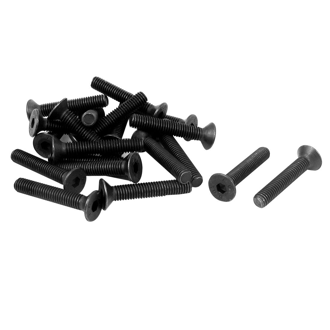 Harfington M6×35mm Metric Hex Socket Countersunk Flat Head Screw Bolts Black 20pcs