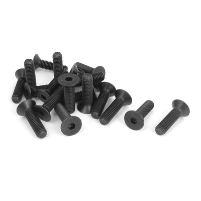 Harfington M8×30mm Metric Hex Socket Countersunk Flat Head Screw Bolts Black 20pcs