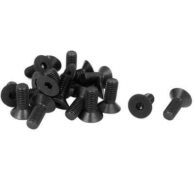 Harfington M8×20mm Metric Hex Socket Countersunk Flat Head Screw Bolts Black 20pcs