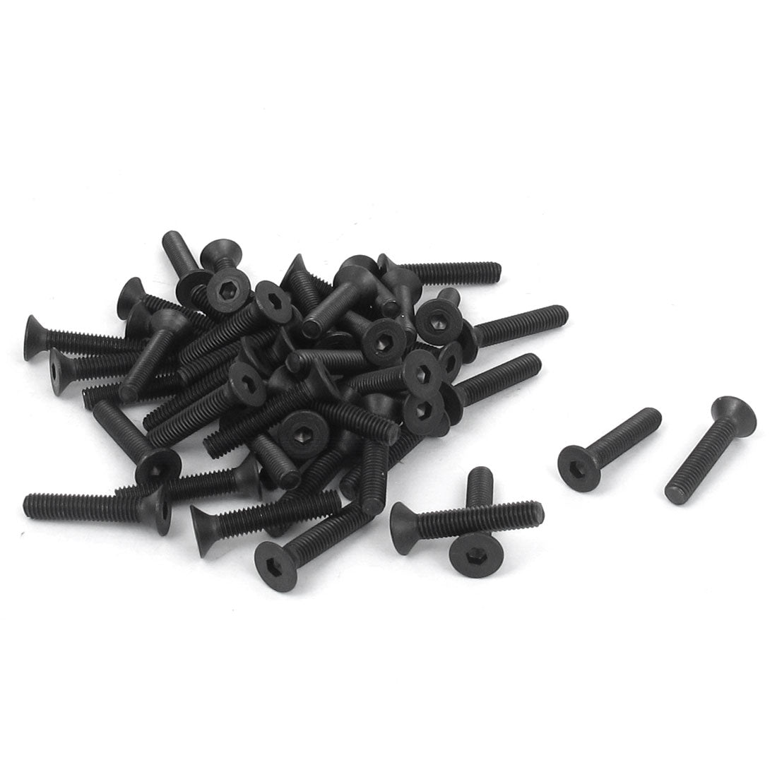 Harfington M3×16mm Metric Hex Socket Countersunk Flat Head Screw Bolts Black 50pcs