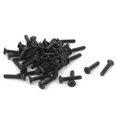 Harfington M3×16mm Metric Hex Socket Countersunk Flat Head Screw Bolts Black 50pcs