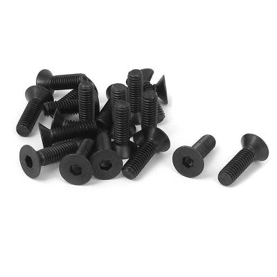 Harfington M6×20mm Metric Hex Socket Countersunk Flat Head Screw Bolts Black 20pcs
