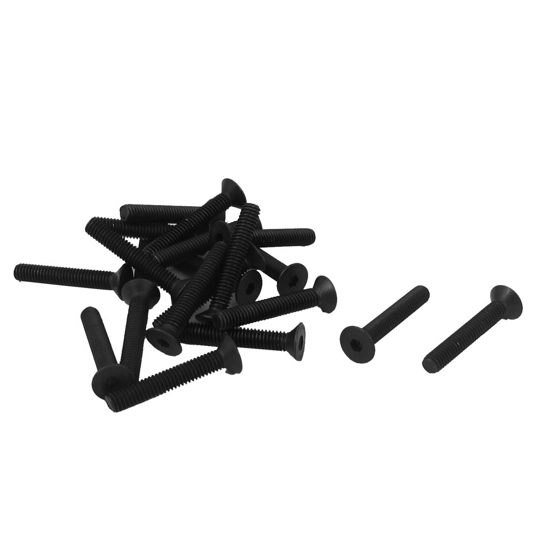 Harfington M4×25mm Metric Hex Socket Countersunk Flat Head Screw Bolts Black 20pcs
